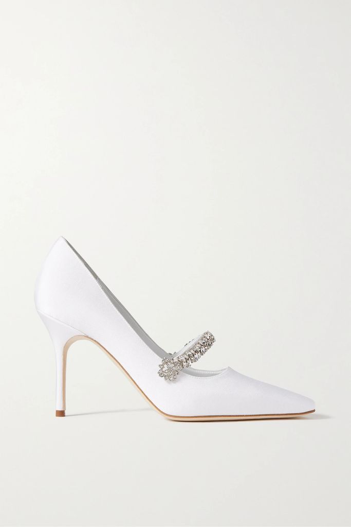 Kanemba 90 Crystal-embellished Faille Pumps - White