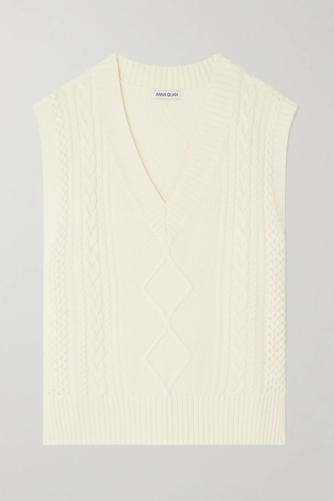 Carmen Cable-knit Wool And Cashmere-blend Vest - White