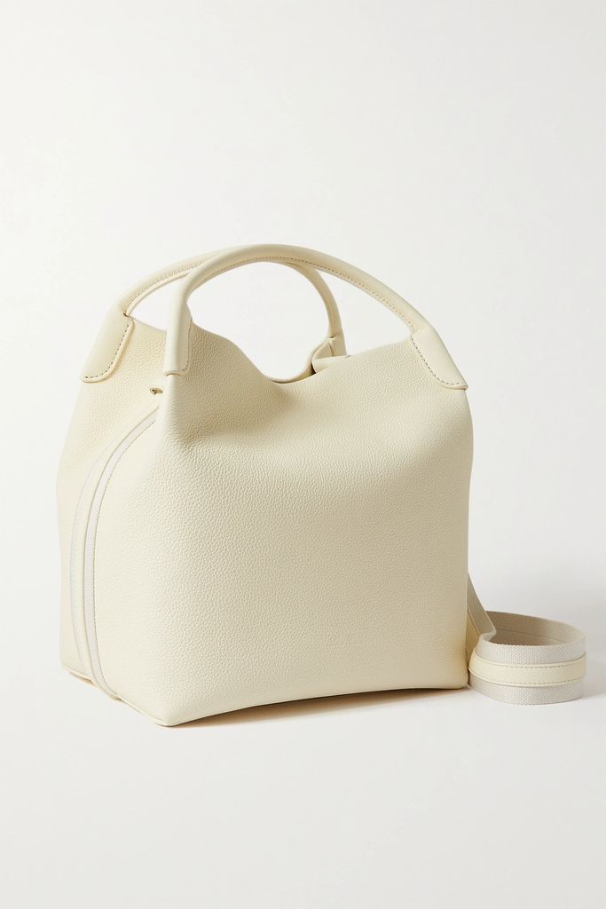 Bale Canvas-trimmed Textured-leather Tote - Cream