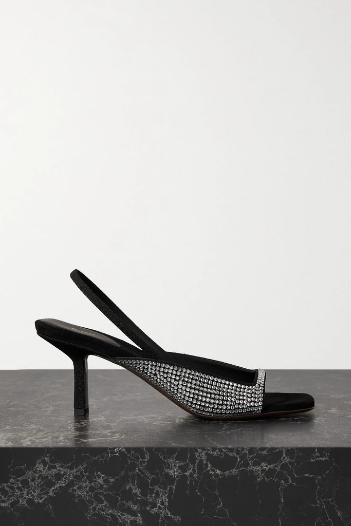 Kamui Crystal-embellished Leather Slingback Sandals - Black