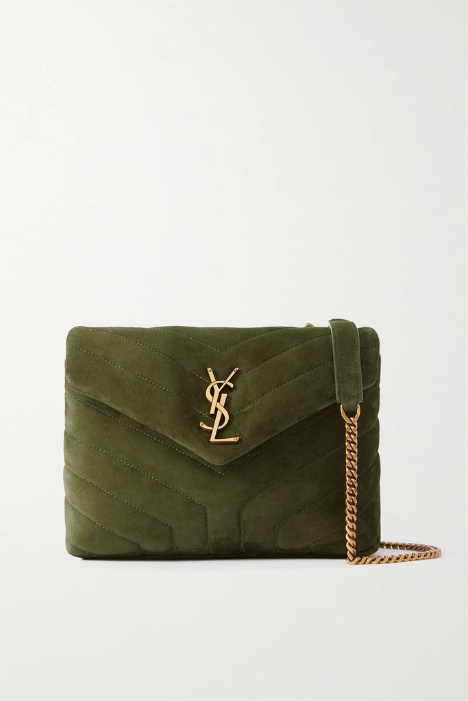 Loulou Small Quilted Suede Shoulder Bag - Green