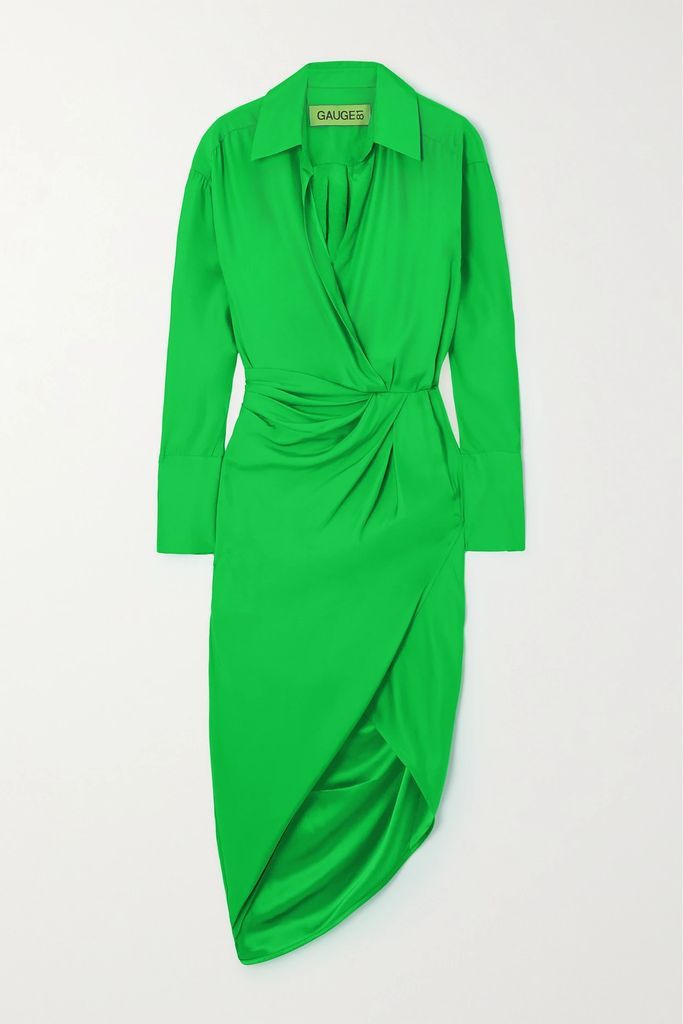 Puno Silk-satin Midi Shirt Dress - Green