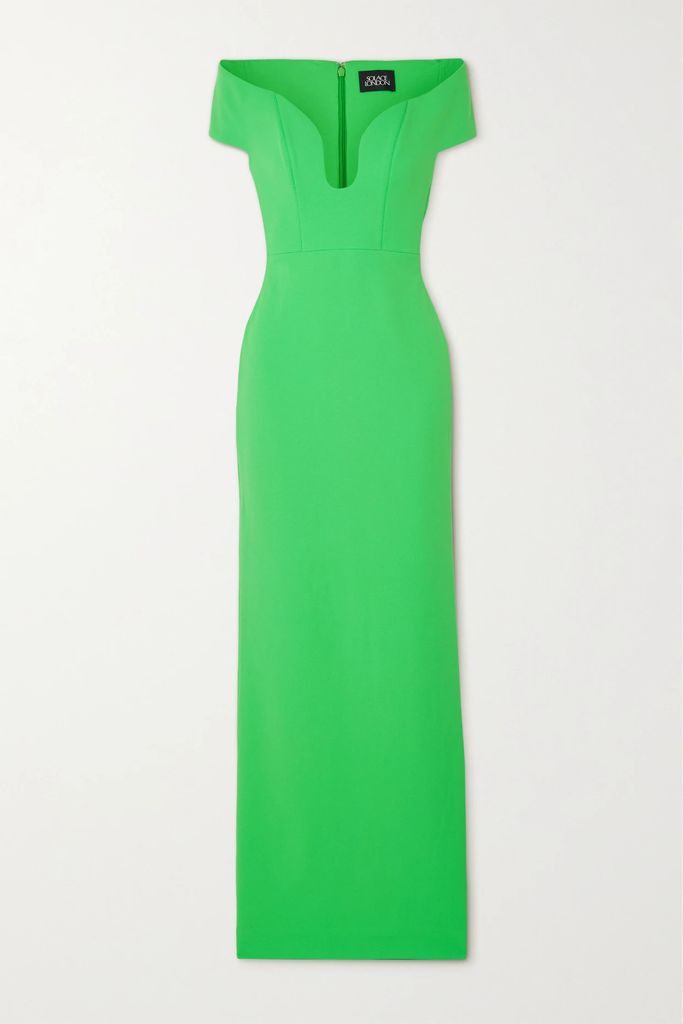 Marlowe Off-the-shoulder Crepe Gown - Green