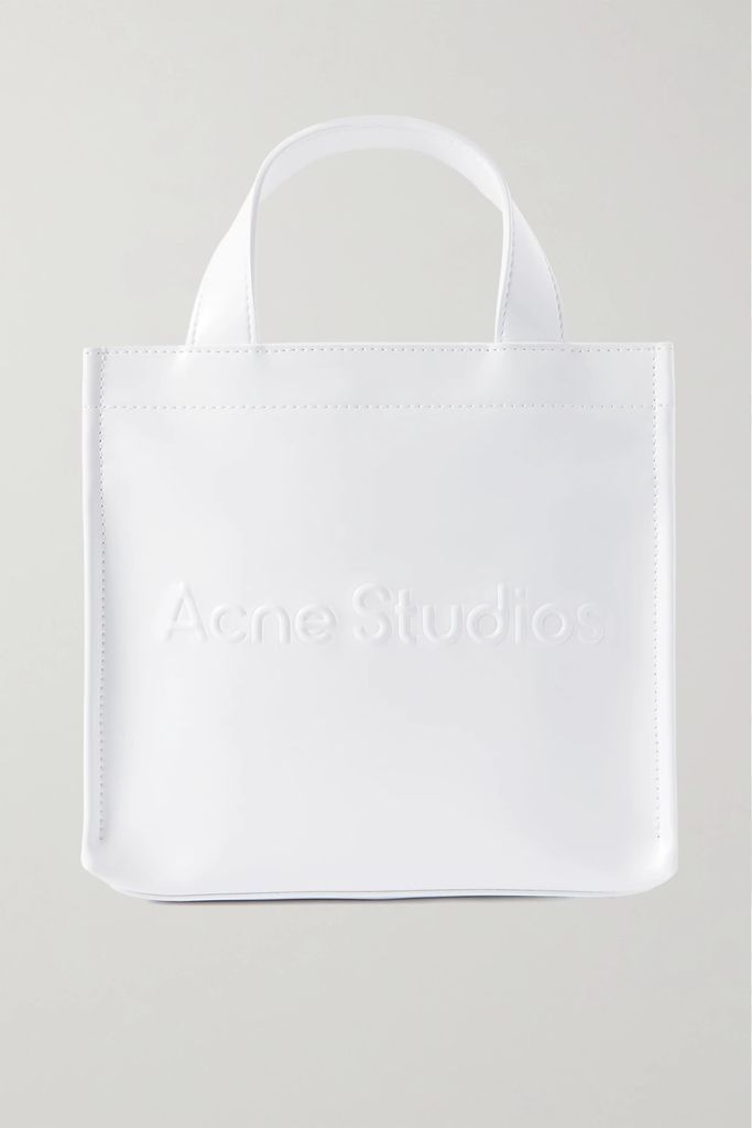 Mini Embossed Faux Patent-leather Tote - White
