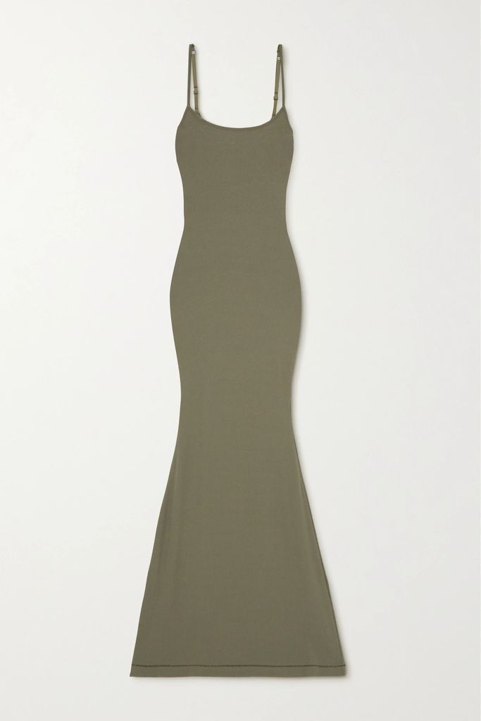 Soft Lounge Ribbed Stretch-modal Maxi Dress - Green