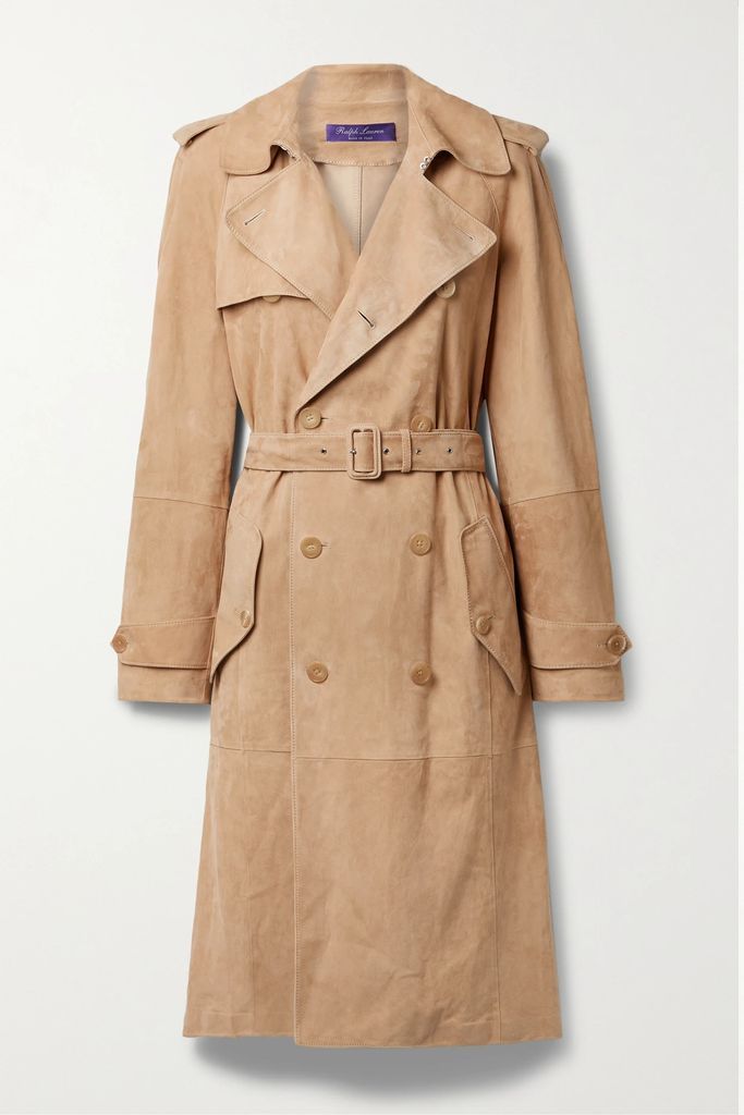 Baird Belted Suede Trench Coat - Neutral