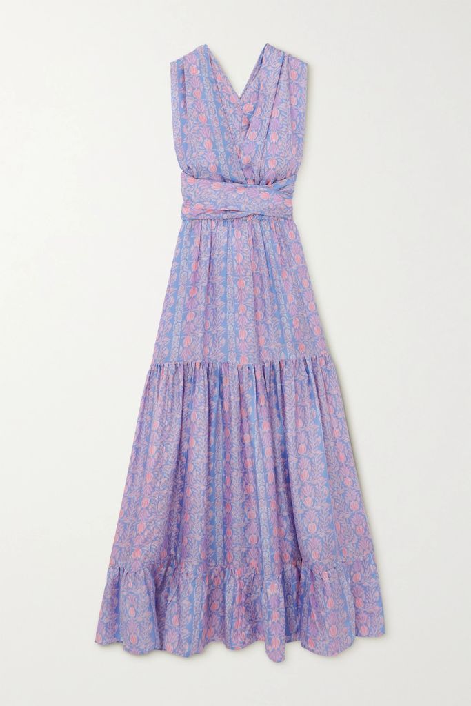 Charlee Printed Silk-habotai Halterneck Maxi Dress - Lilac