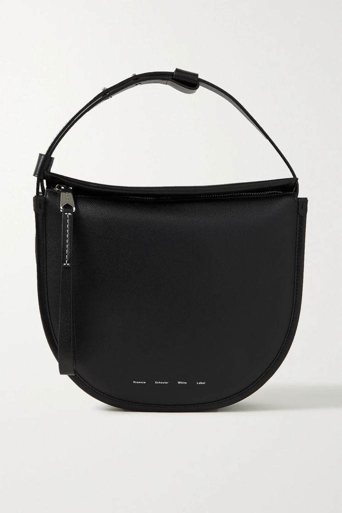 Baxter Topstitched Leather Shoulder Bag - Black