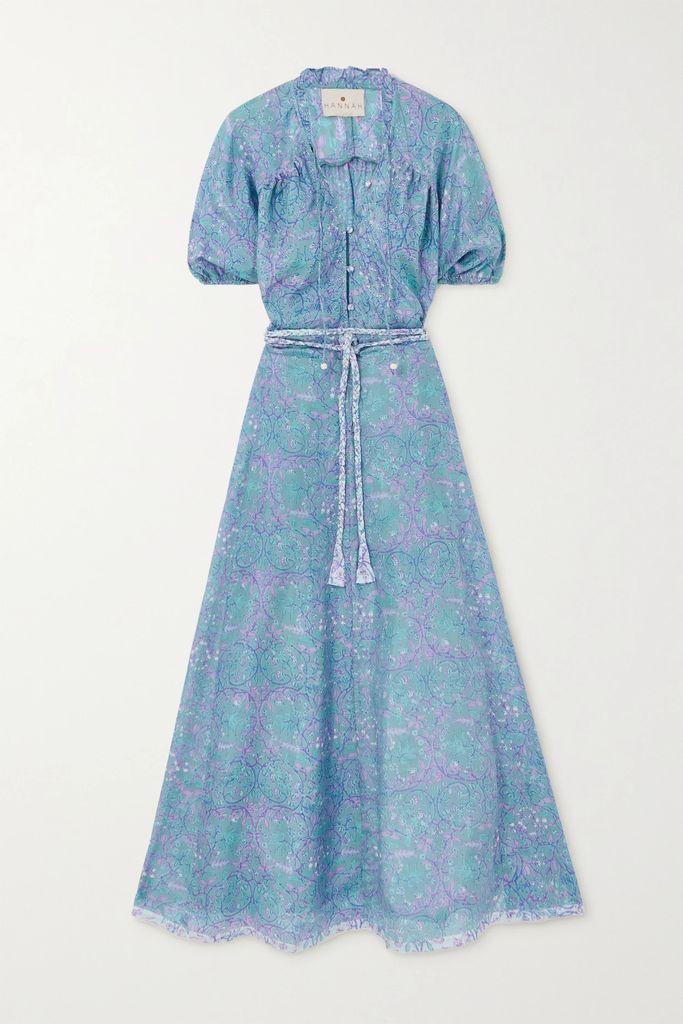 Alina Printed Silk-habotai Maxi Dress - Blue