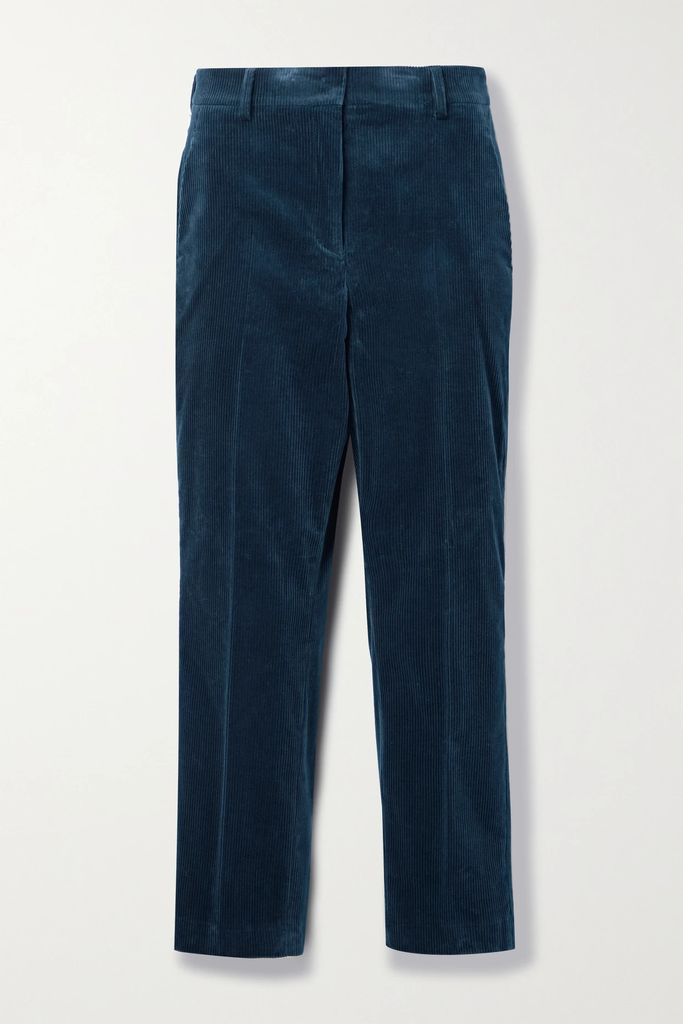 Flavin Cropped Cotton-blend Corduroy Straight-leg Pants - Teal
