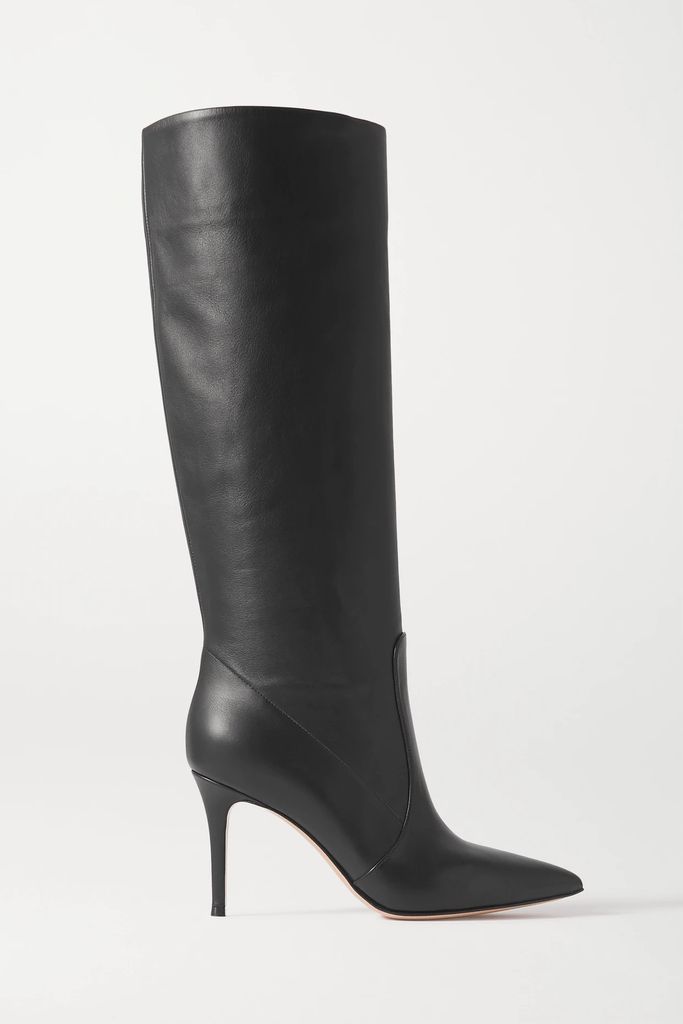 85 Leather Knee Boots - Black