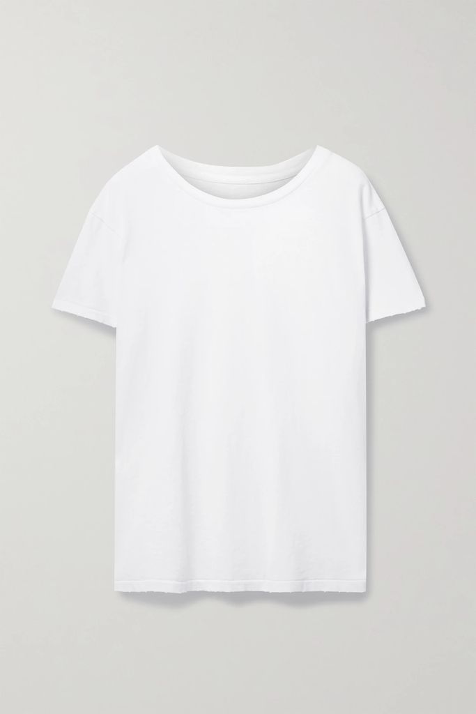 Brady Distressed Cotton-jersey T-shirt - White