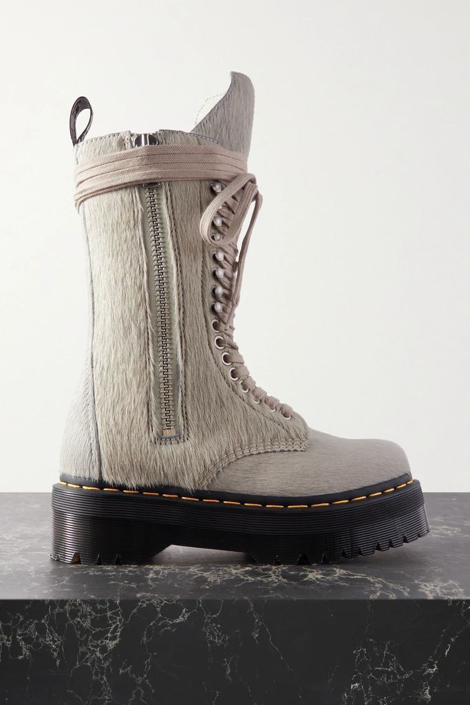 + Dr. Martens Lace-up Calf Hair Boots - Gray