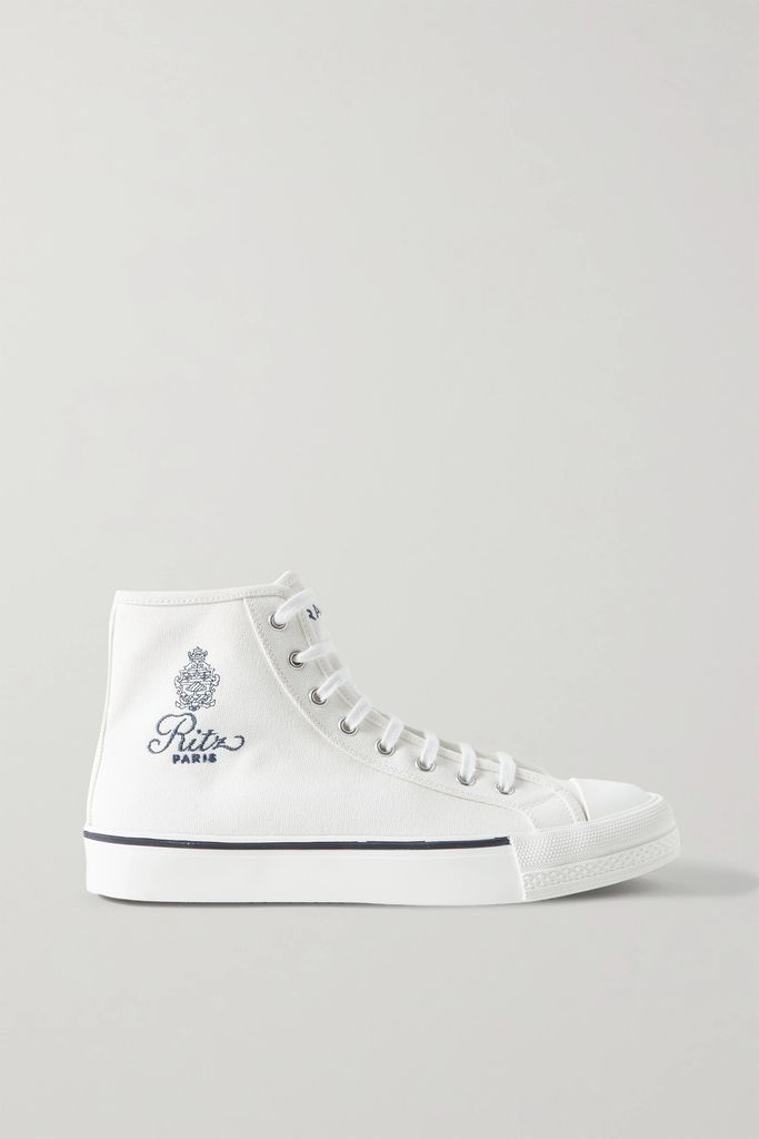 + Ritz Paris Embroidered Canvas High-top Sneakers - White
