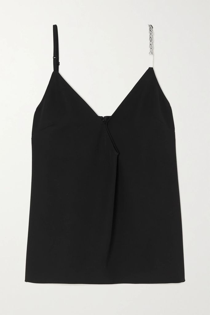 Chain-embellished Twill Camisole - Black