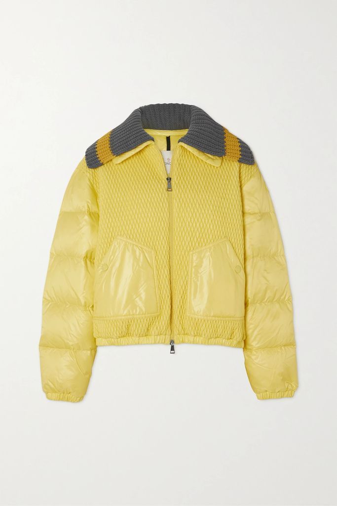 Apront Cropped Quilted Shell Down Bomber Jacket - Yellow