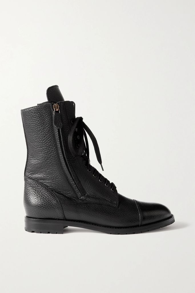 Campcha Textured-leather Ankle Boots - Black