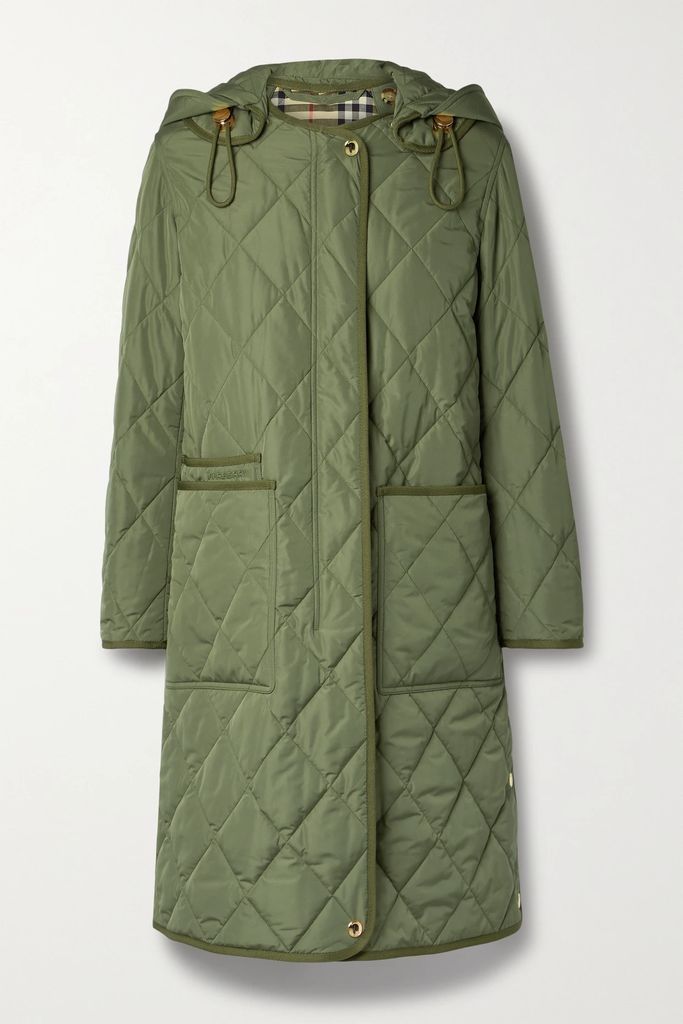 Hooded Quilted Shell Coat - Green