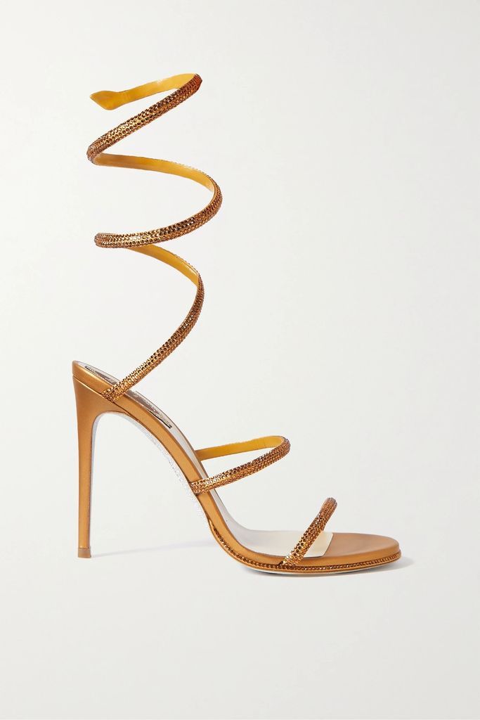 Cleo Crystal-embellished Metallic Satin Sandals - Gold