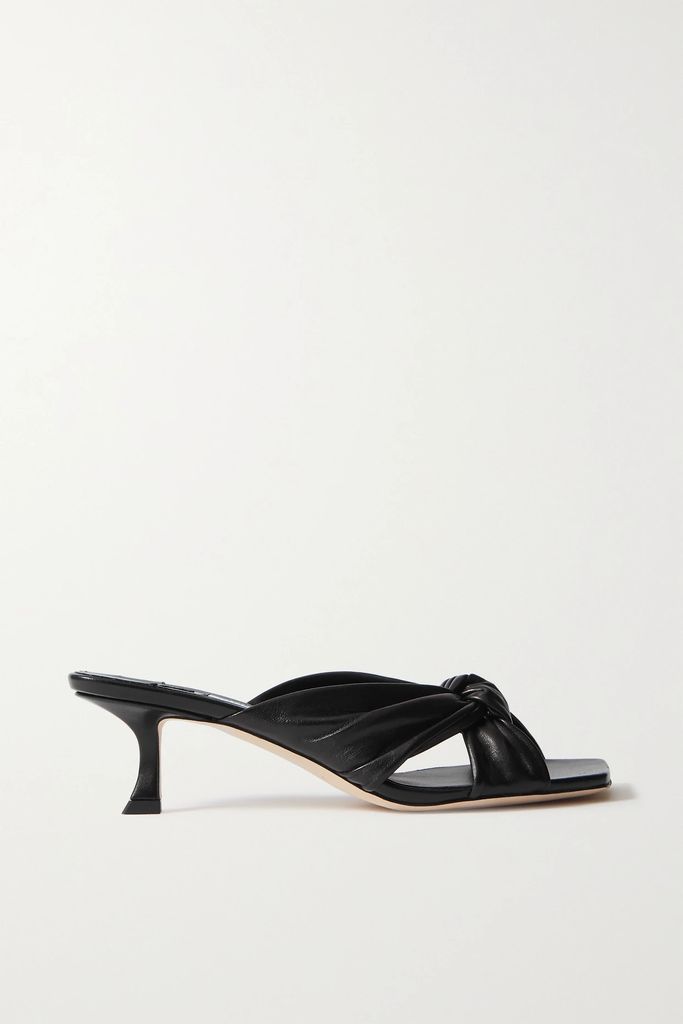 Avenue 50 Knotted Leather Mules - Black