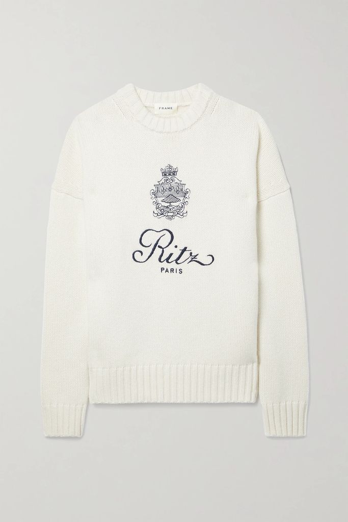 + Ritz Paris Embroidered Cashmere Sweater - Off-white