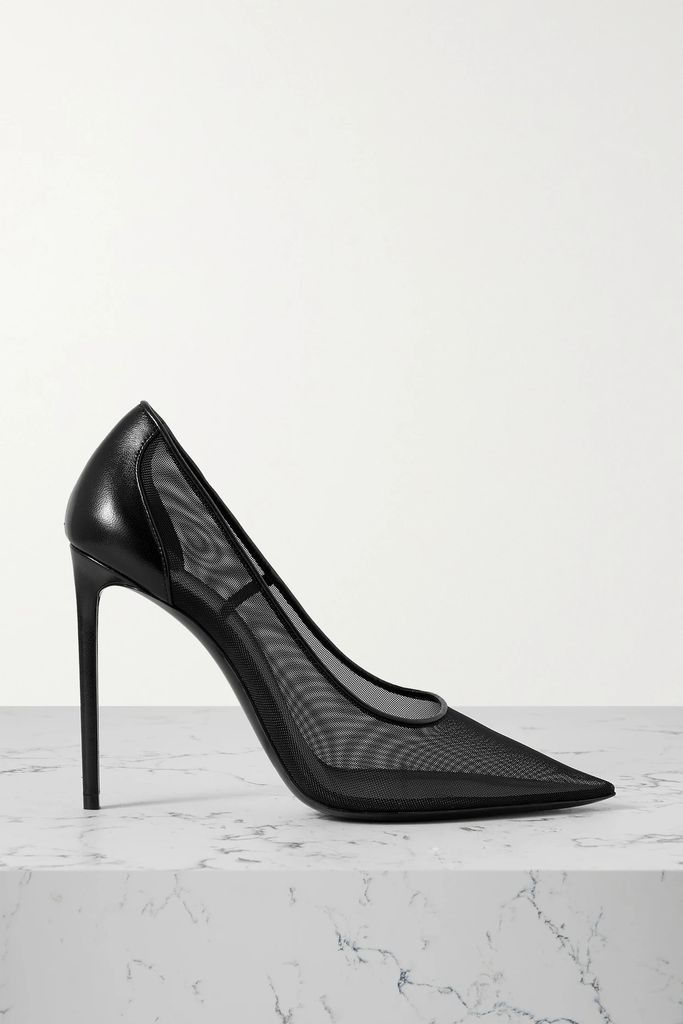 Anja Mesh And Leather Pumps - Black