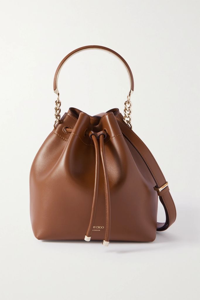 Bon Bon Small Leather Bucket Bag - Dark brown