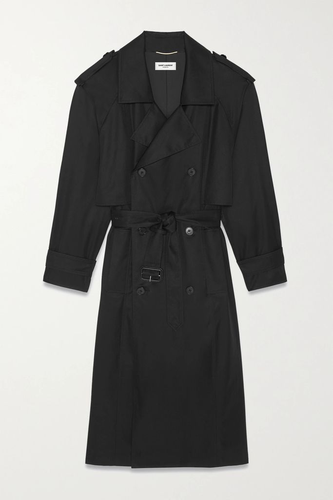 Belted Cotton-twill Trench Coat - Black