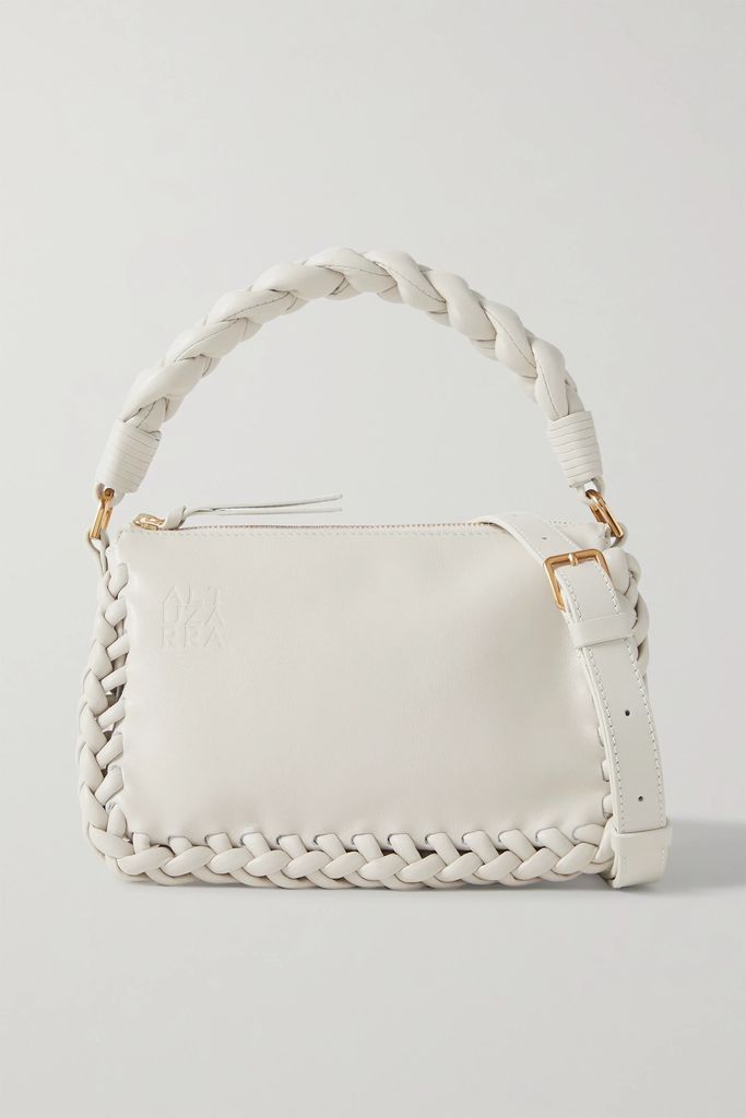 Braided Mini Leather Shoulder Bag - Off-white