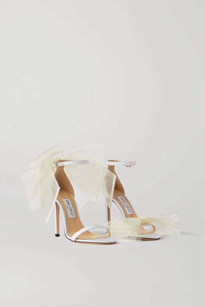 Aveline 100 Bow-embellished Grosgrain Sandals - White