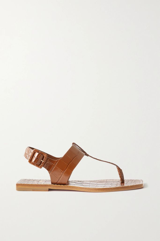 Cubongo Croc-effect Leather Slingback Sandals - Light brown