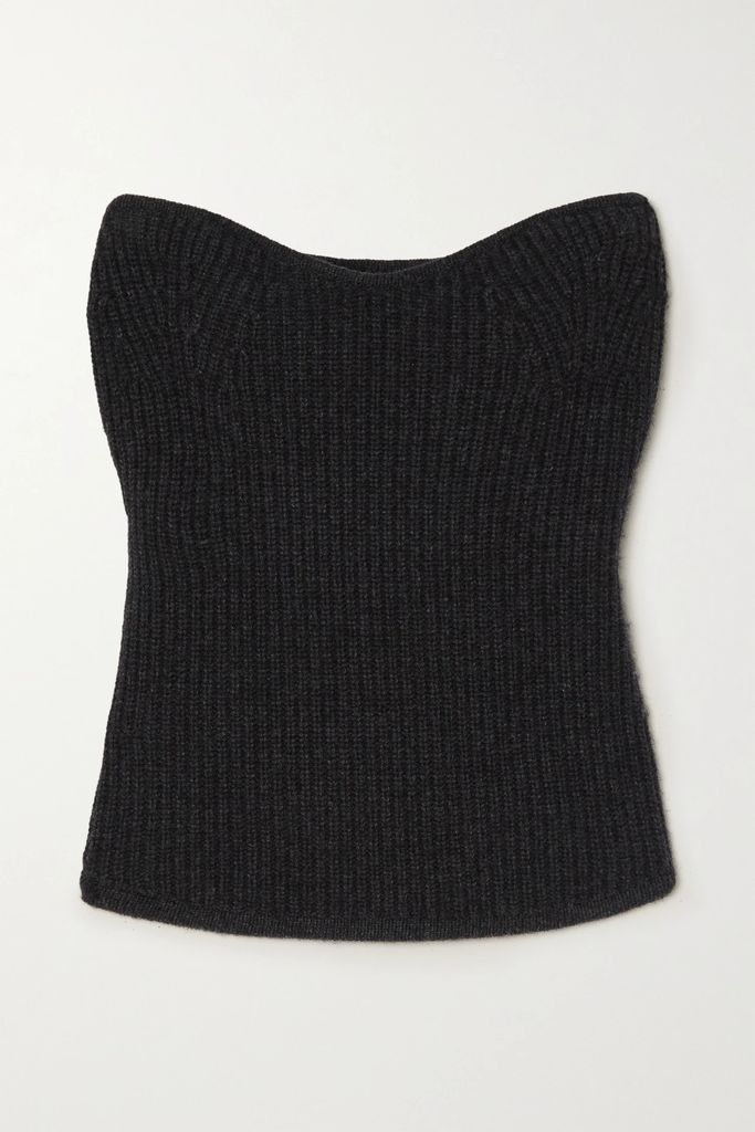 Blaze Strapless Ribbed Wool And Cashmere-blend Top - Anthracite
