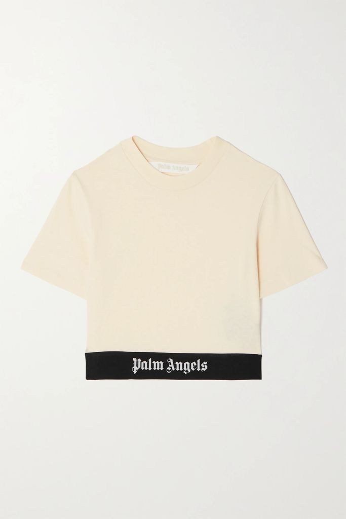 Cropped Cotton-jersey T-shirt - Off-white