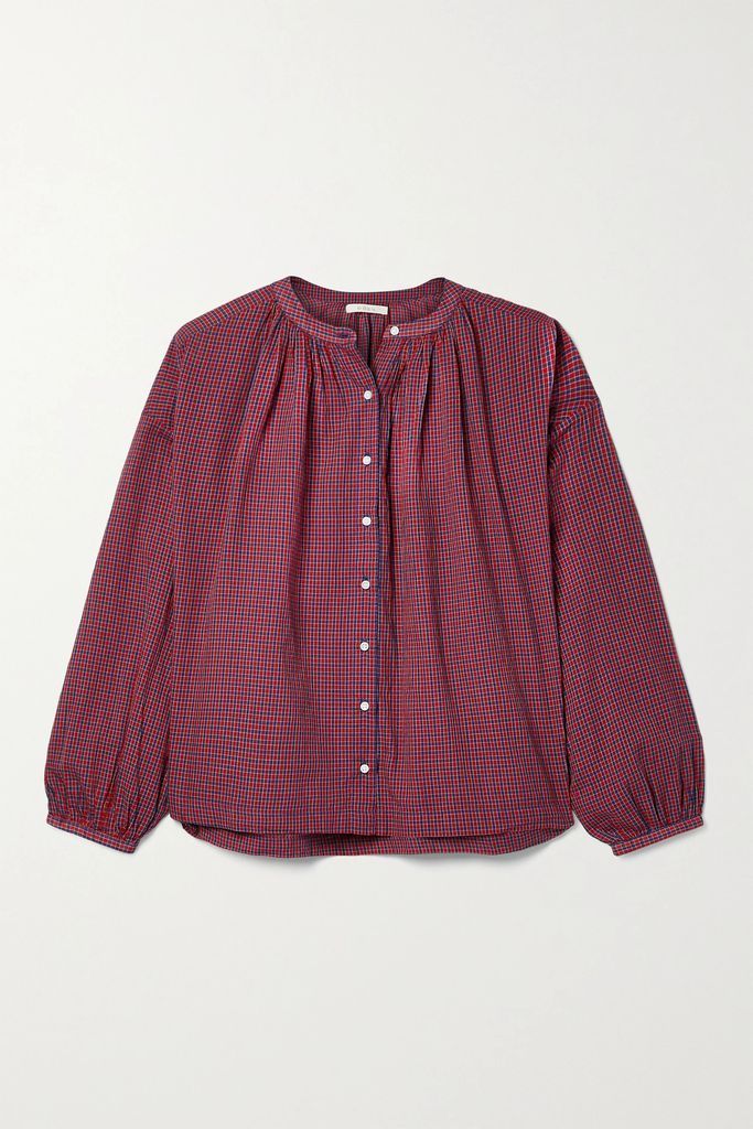 Jane Checked Cotton-voile Blouse - Red
