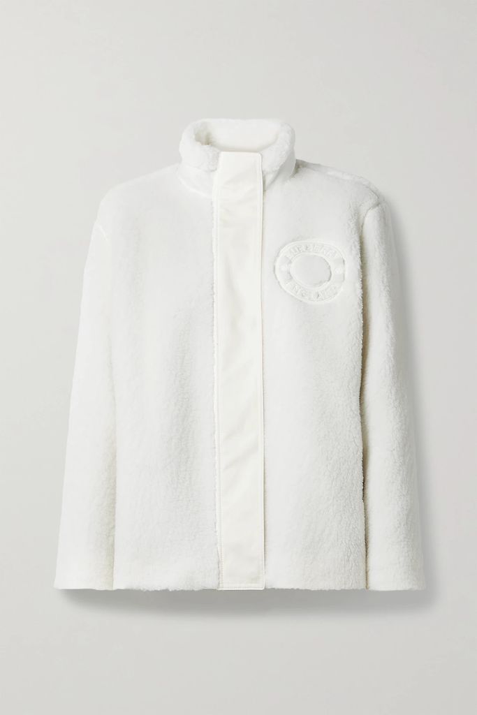Cotton Twill-trimmed Embroidered Wool-blend Fleece Jacket - Ivory