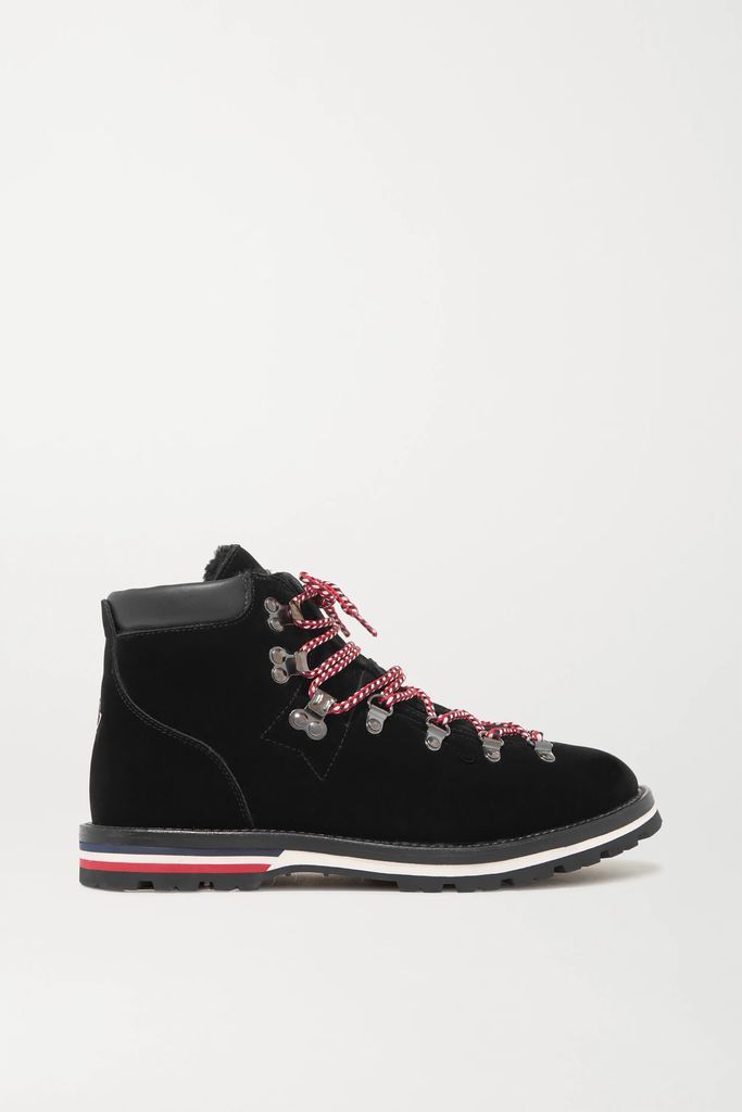 Blanche Shearling-lined Velvet Ankle Boots - Black