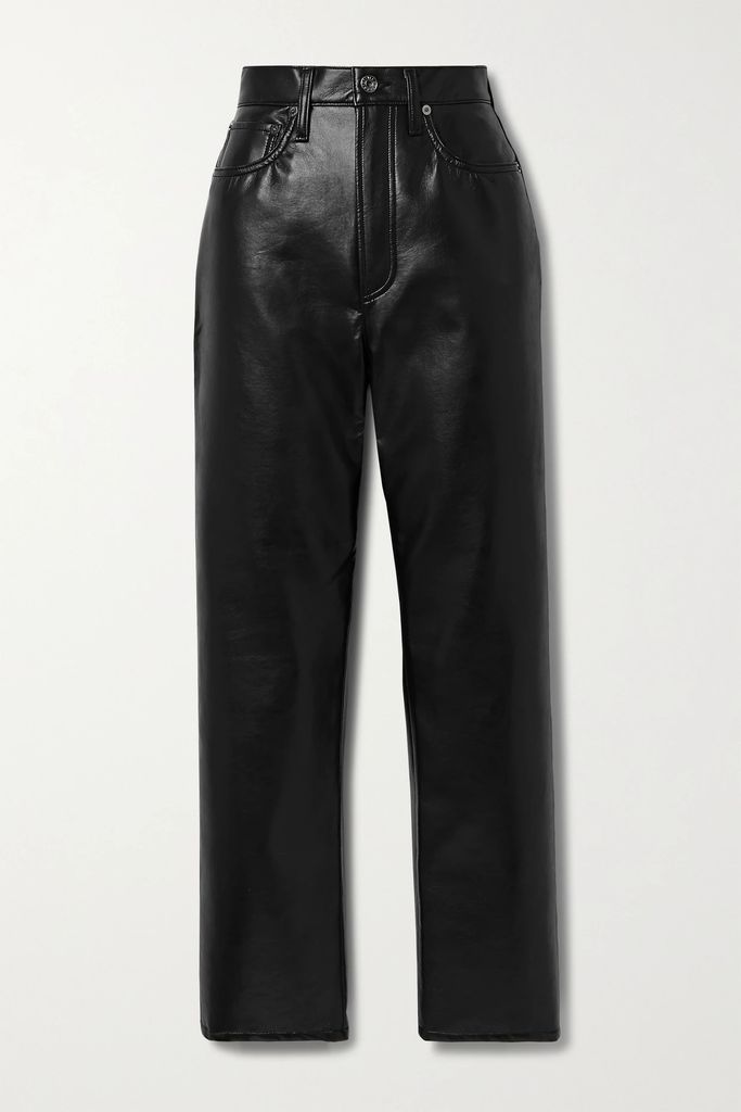 + Net Sustain Leather-blend Straight-leg Pants - Black