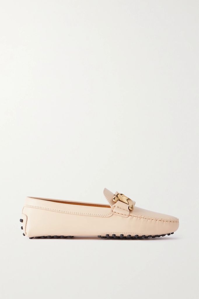 Gommini Embellished Leather Loafers - Beige
