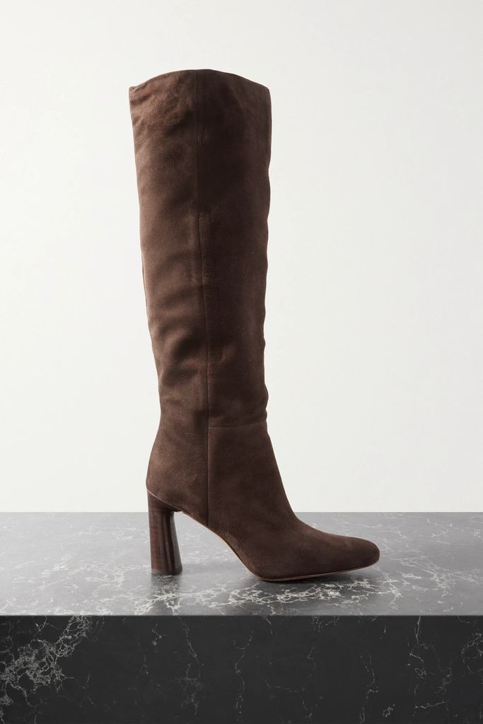 Highland Suede Knee Boots - Dark brown