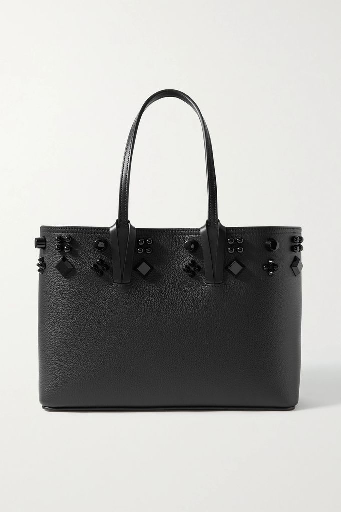 Cabata Small Embellished Textured-leather Tote - Black