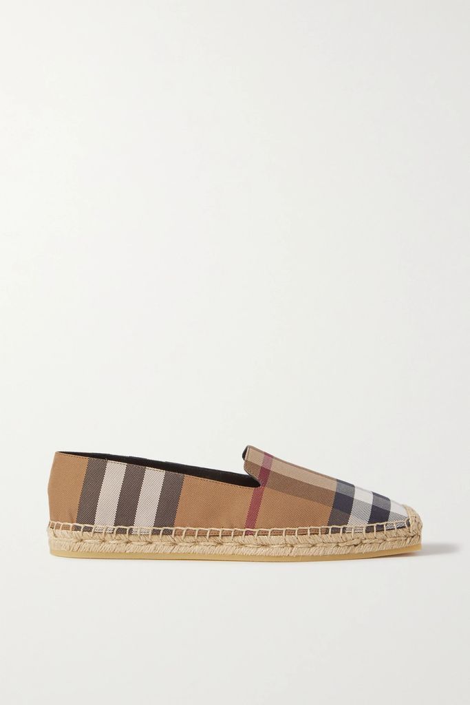 Checked Canvas Espadrilles - Brown