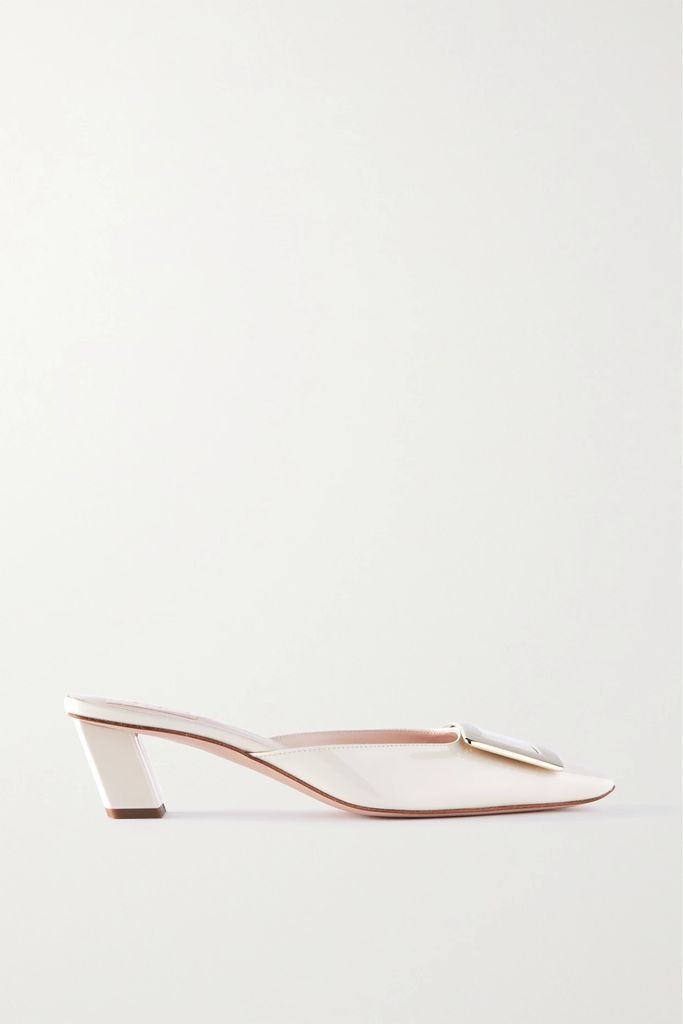 Belle Vivier Patent-leather Mules - Off-white
