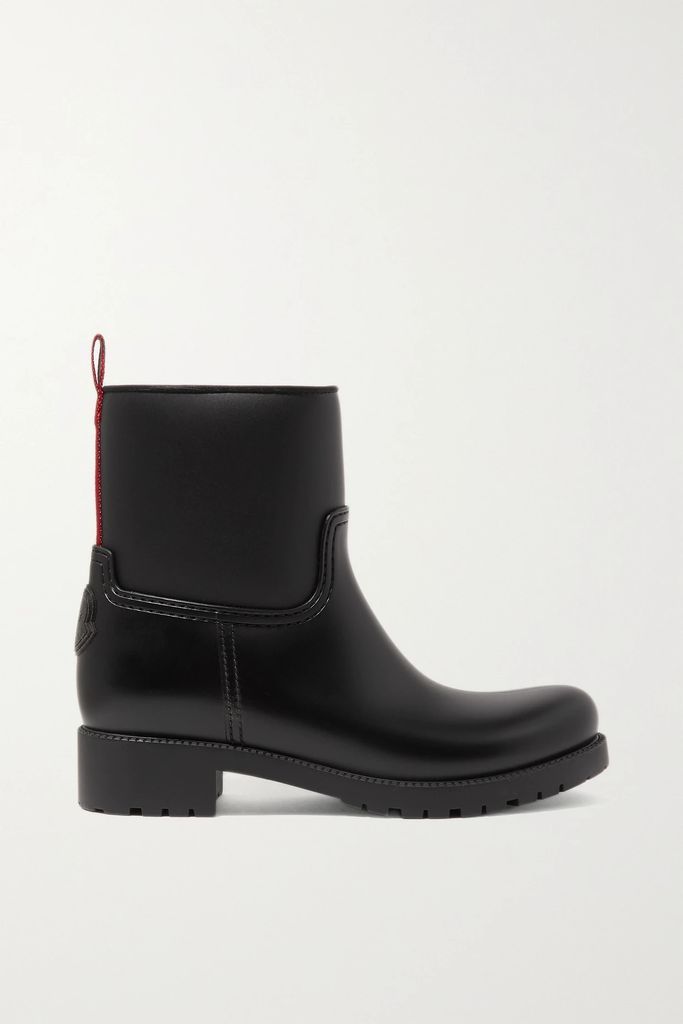 Ginette Grosgrain-trimmed Rubber Rain Boots - Black