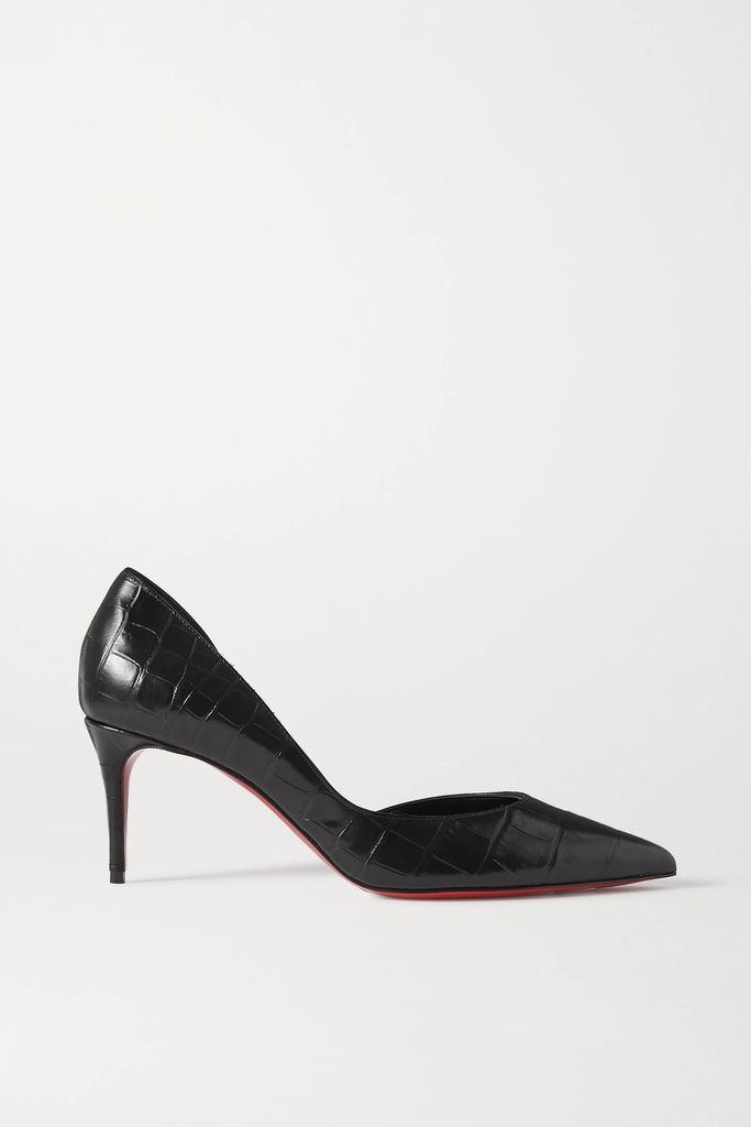 Iriza 70 Croc-effect Leather Pumps - Black