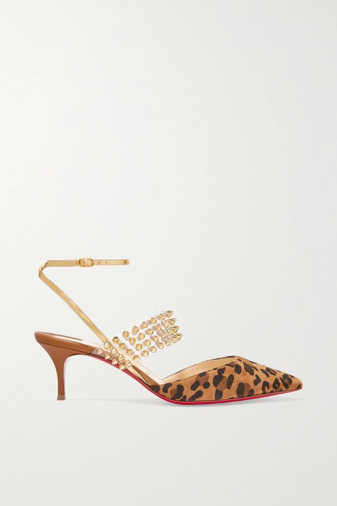 Levita 55 Spiked Pvc, Mirrored-leather And Leopard-print Suede Pumps - Leopard print