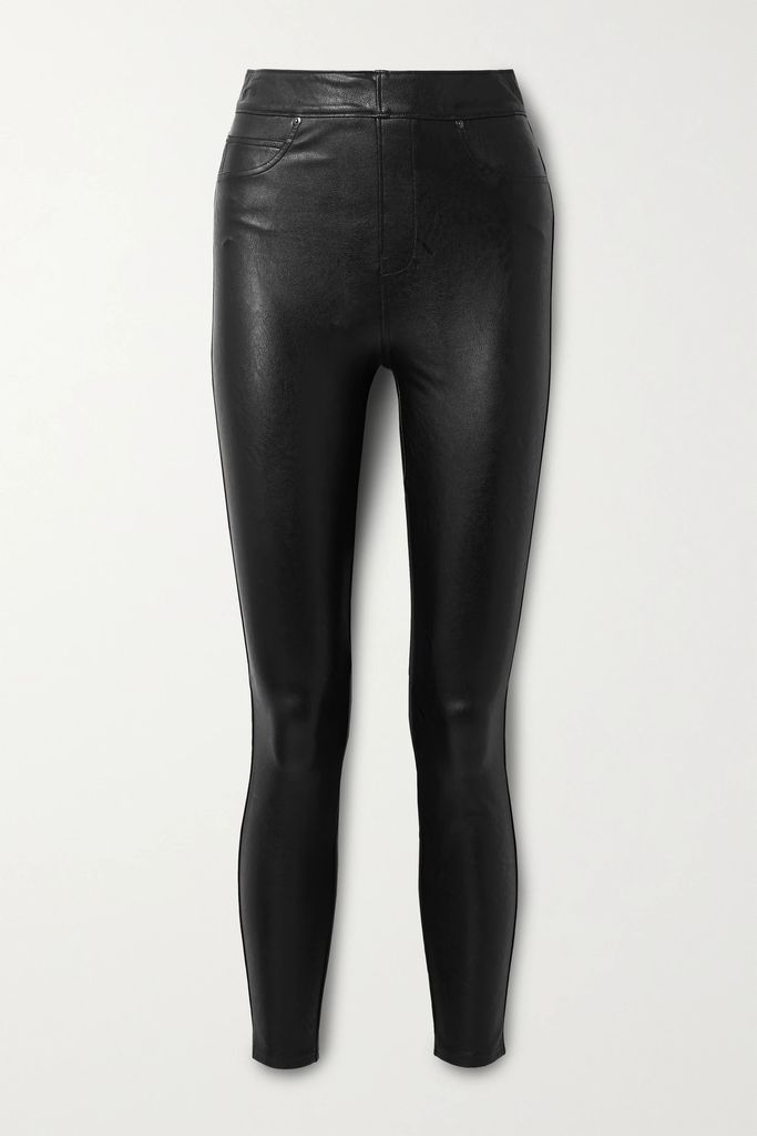Like Leather Faux Stretch-leather Pants - Black