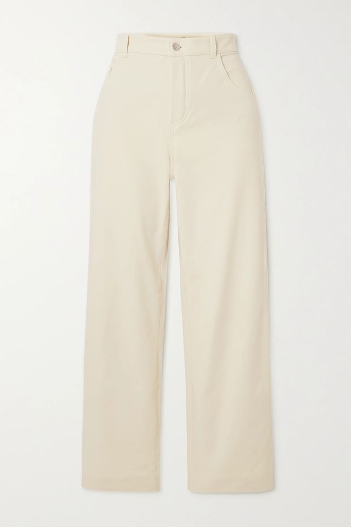 Cropped Stretch-cotton Gabardine Wide-leg Pants - Cream
