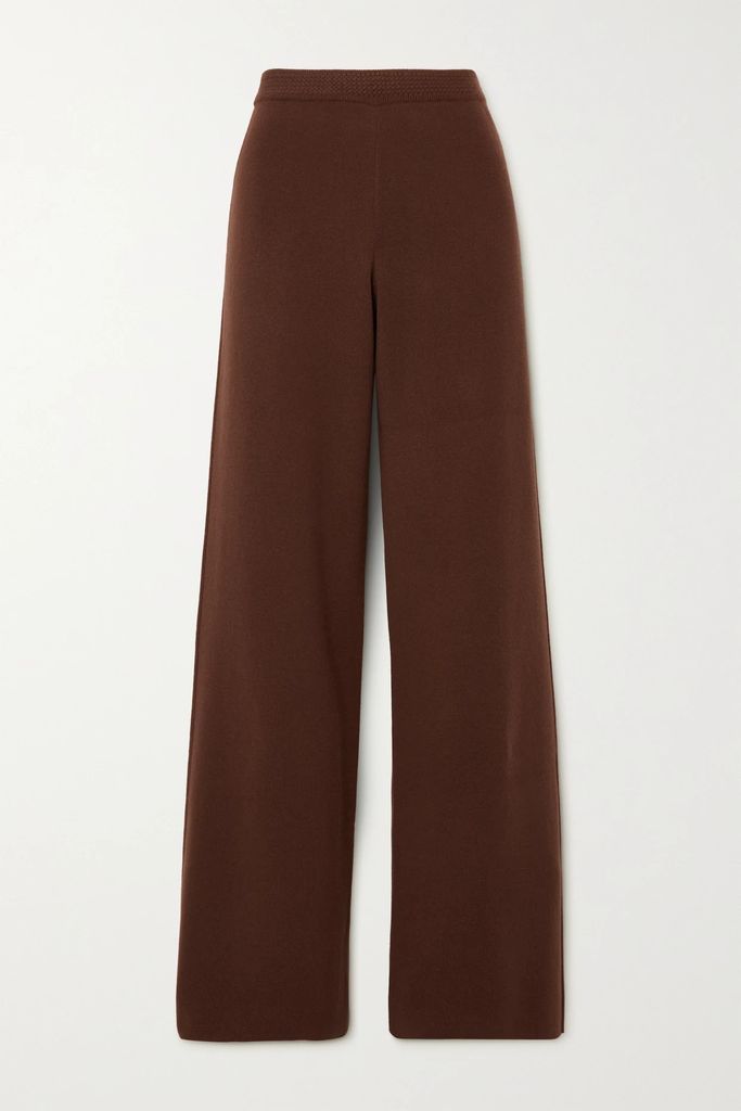 Lex Cashmere Wide-leg Pants - Dark brown