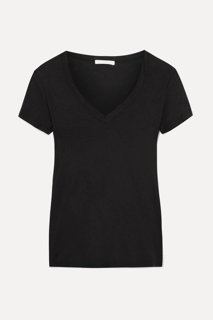 Casual Slub Cotton-jersey T-shirt - Black