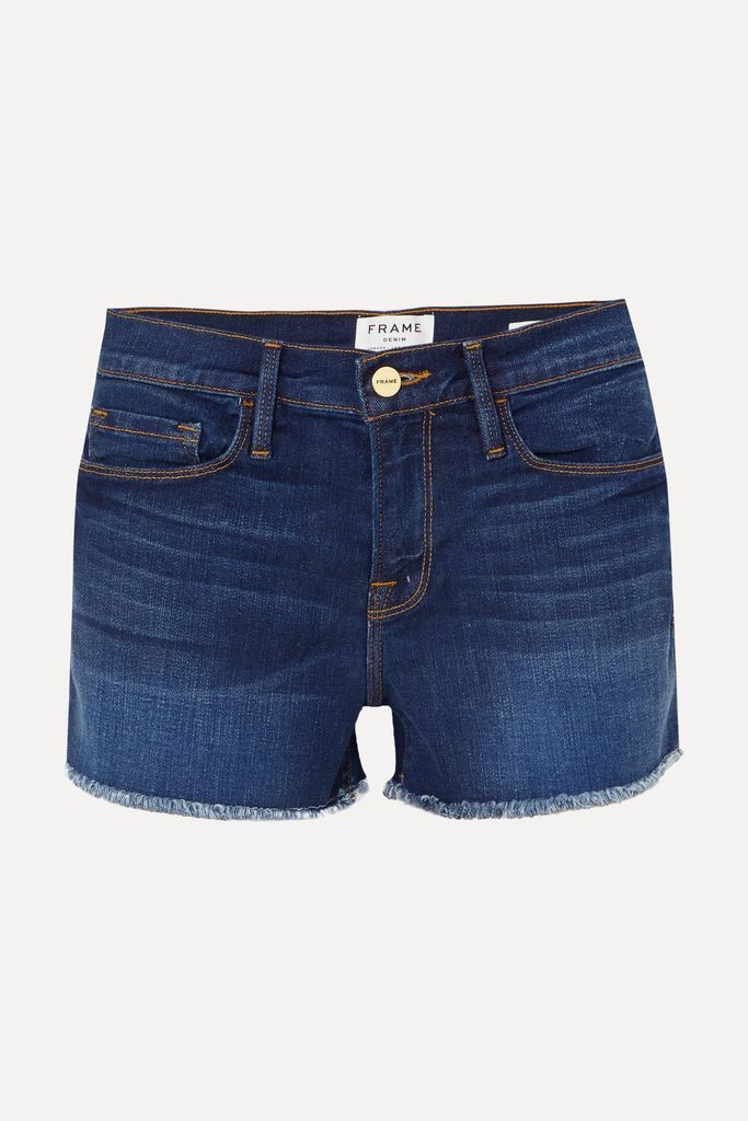 Le Cutoff Frayed Denim Shorts - Mid denim